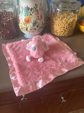 cloud island Pink Elephant Lovey with Satin Edge